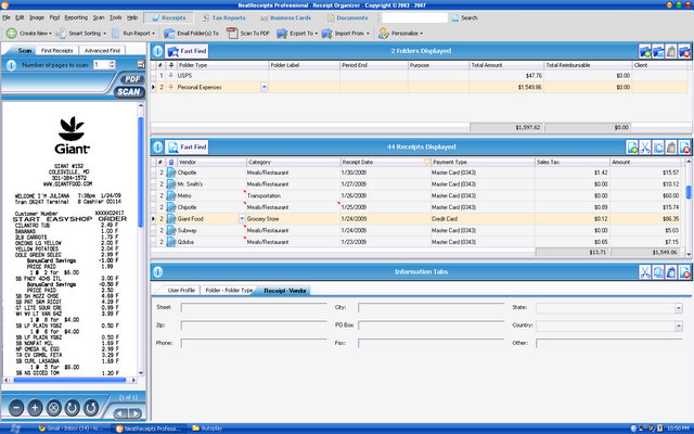  Screenshot of Neat Receipts 3.0 software