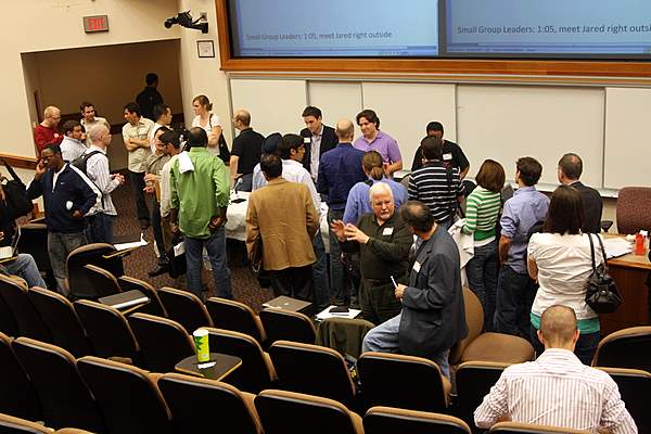 Panelists mingle with the audience after the 2nd session at Bootstrap MD