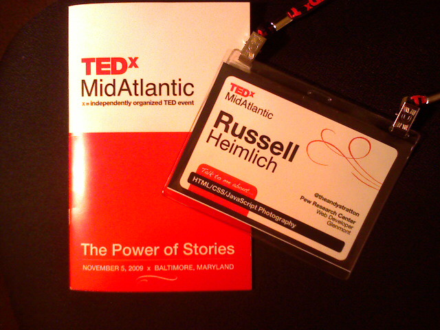 TEDxMidAtlantic Badge And Program
