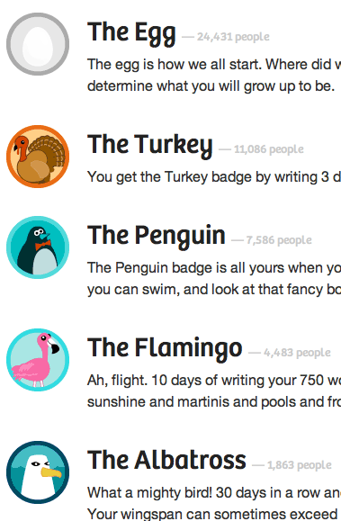 The Turkey, The Penguin, The Flamingo badges